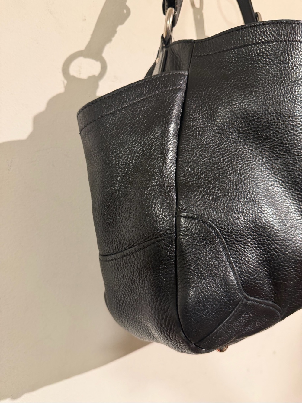 PRADA Black Pebbled Leather Shoulder Bag with Silver Hardware - Picture 10 of 15